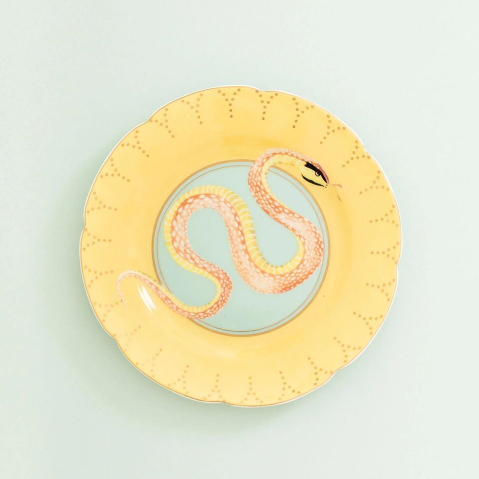 Yvonne Ellen Sarı Porselen Pasta Tabağı 16 Cm