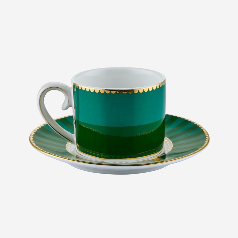 Yeşil Porselen Kahve Fincanı 125 Ml Love Birds Collection by Pip Studio