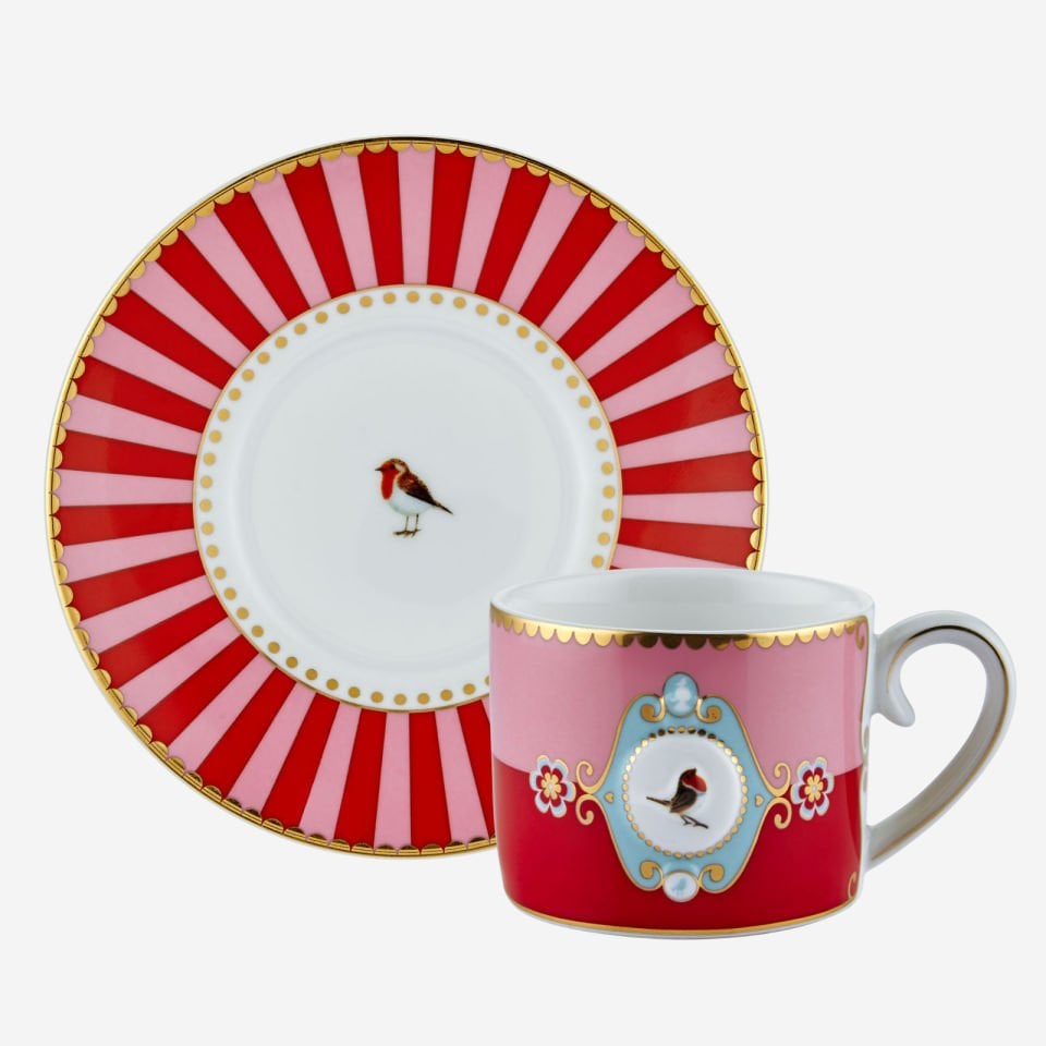 Kırmızı Porselen Kahve Fincanı 125 Ml Love Birds Collection by Pip Studio