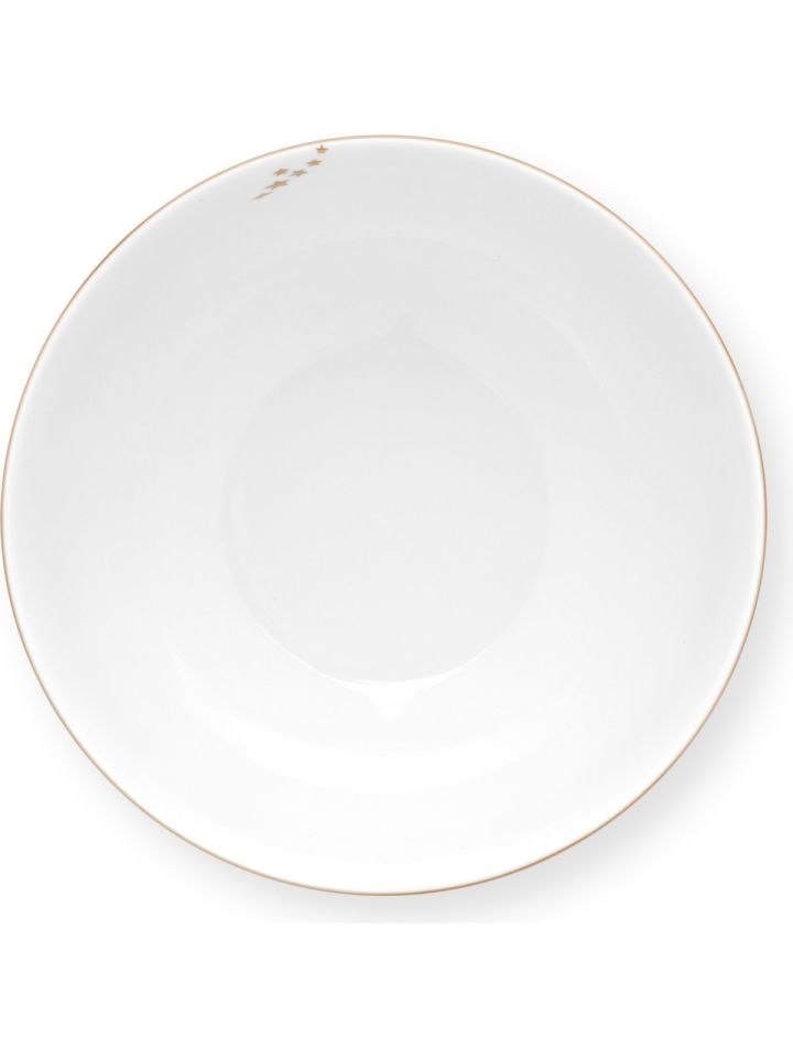 Beyaz Porselen Salata Kasesi 15 Cm Royal Gold White Collection by Pip Studio