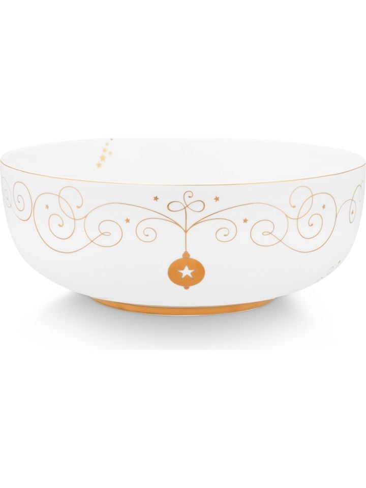 Beyaz Porselen Servis Kasesi 23 Cm Royal Gold White Collection by Pip Studio