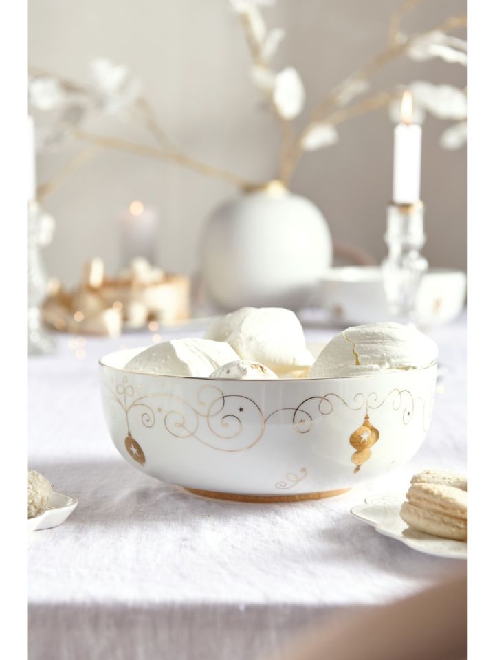 Beyaz Porselen Servis Kasesi 23 Cm Royal Gold White Collection by Pip Studio