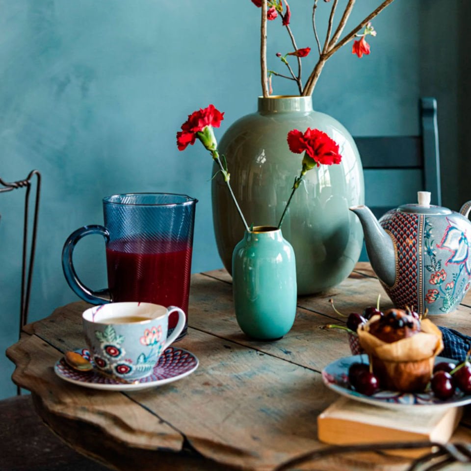 Mavi Porselen Çay Fincan Seti 280 Ml Flower Festival Collection by Pip Studio