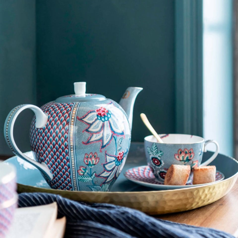 Mavi Porselen Çay Fincan Seti 280 Ml Flower Festival Collection by Pip Studio