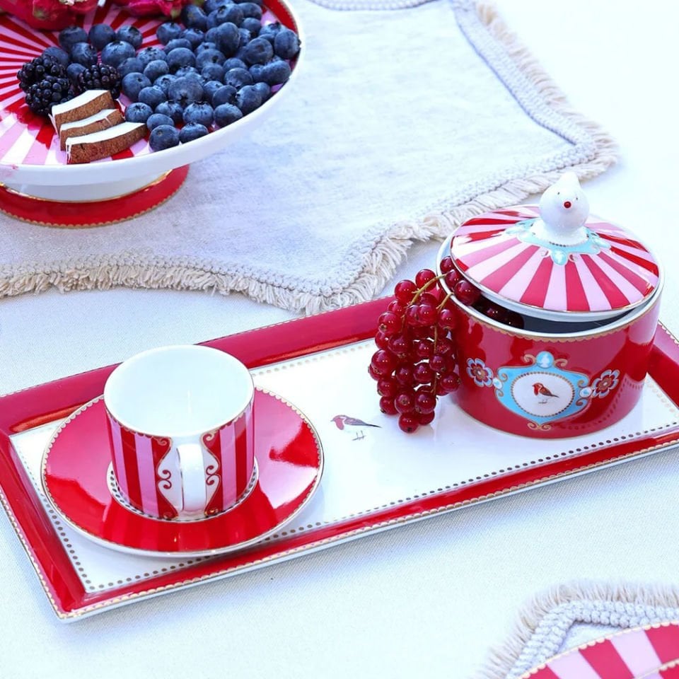 Kırmızı Pembe Porselen Kahve Fincanı 125 Ml Love Birds Collection by Pip Studio