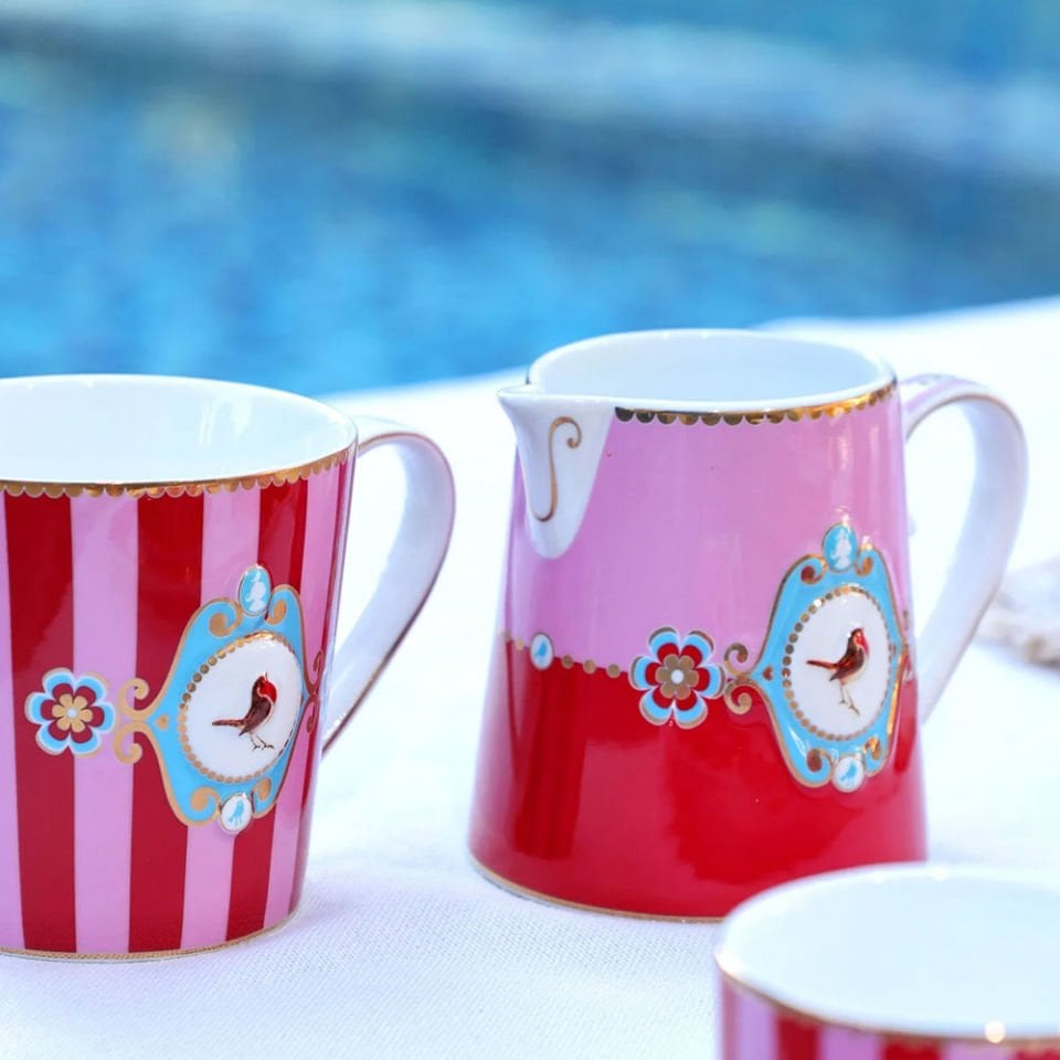 Kırmızı Pembe Porselen Kahve Fincanı 125 Ml Love Birds Collection by Pip Studio