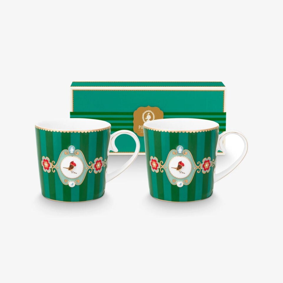 Pip Studio Yeşil Porselen Kupa Seti 150 Ml Love Birds Collection | by Pip Studio