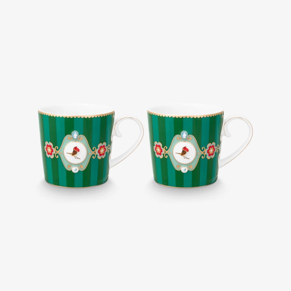 Pip Studio Yeşil Porselen Kupa Seti 150 Ml Love Birds Collection | by Pip Studio