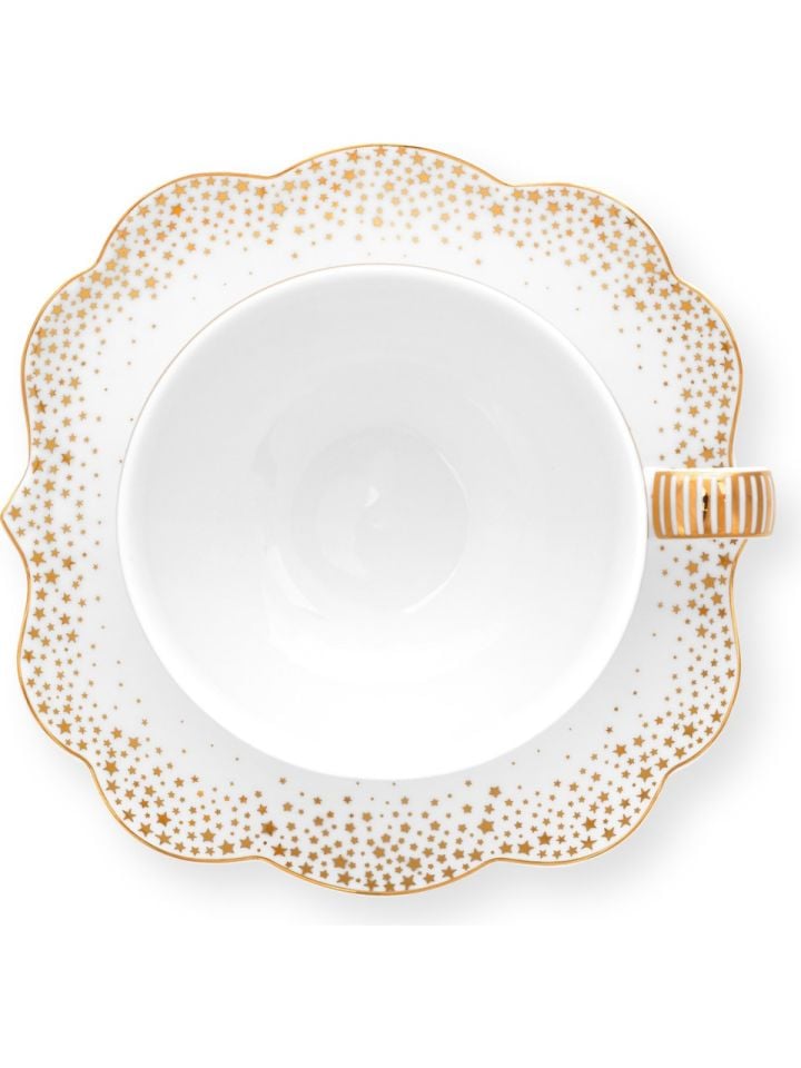 Beyaz Porselen Kahve Fincanı 125 Ml Royal Gold White Collection by Pip Studio