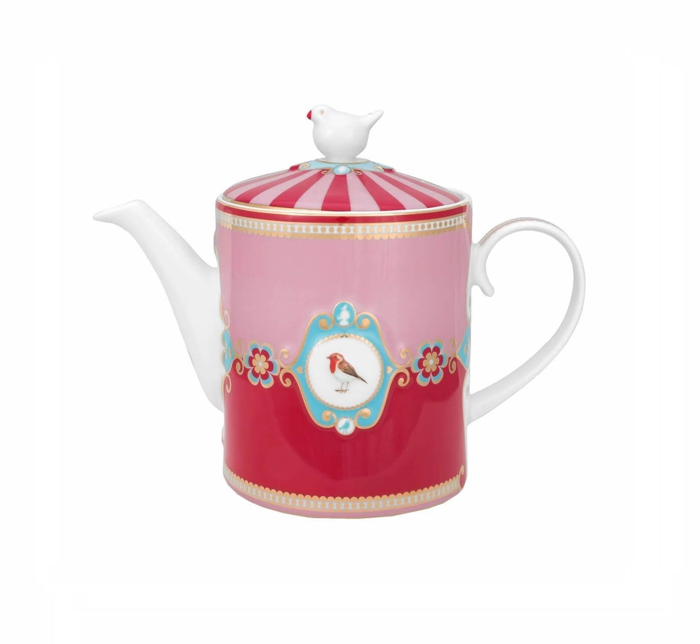 Kırmızı Pembe Porselen Demlik 1300 Ml Love Birds Collection by Pip Studio