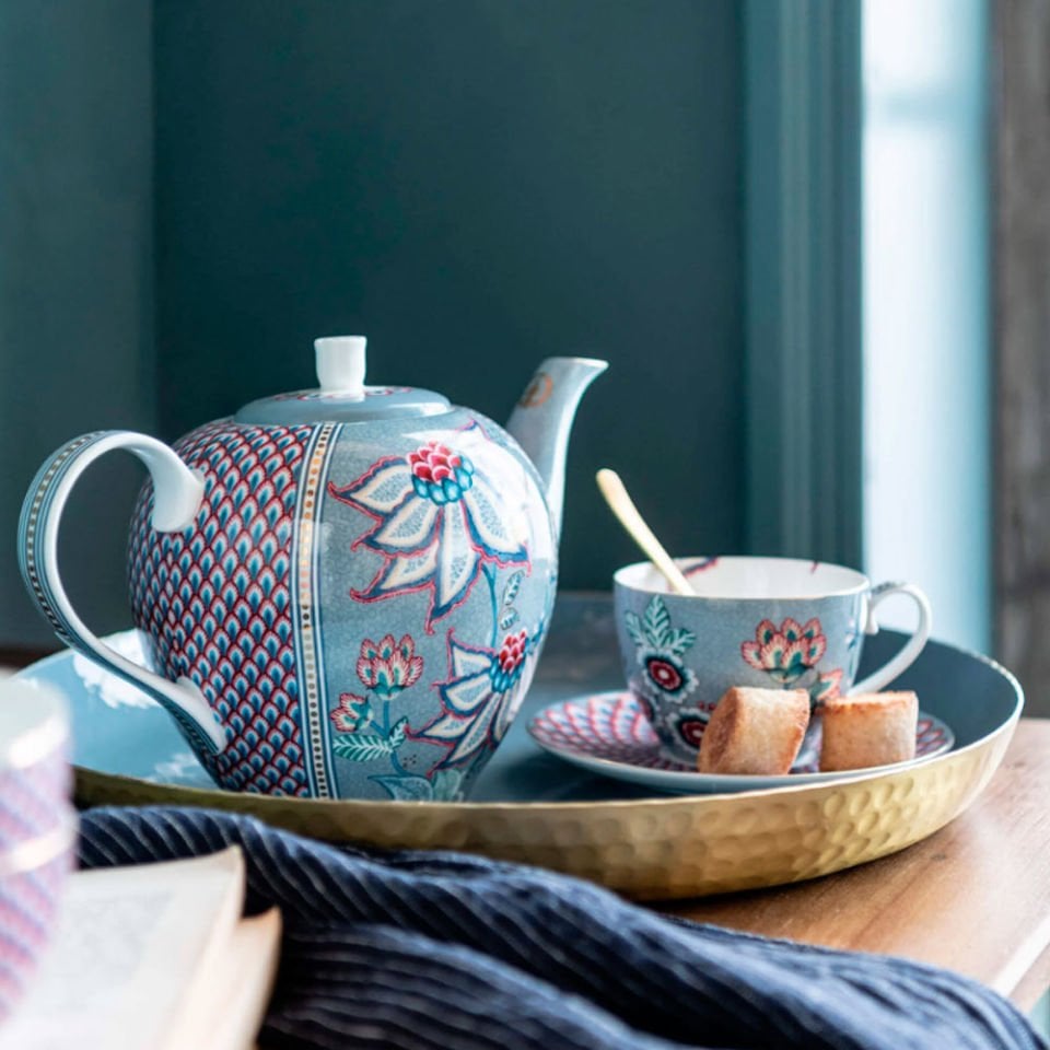 Mavi Porselen Demlik 1600 Ml Flower Festival Collection by Pip Studio