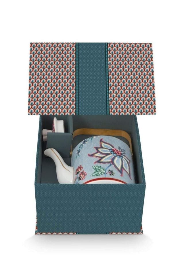 Mavi Porselen Demlik 1000 Ml Flower Festival Collection by Pip Studio