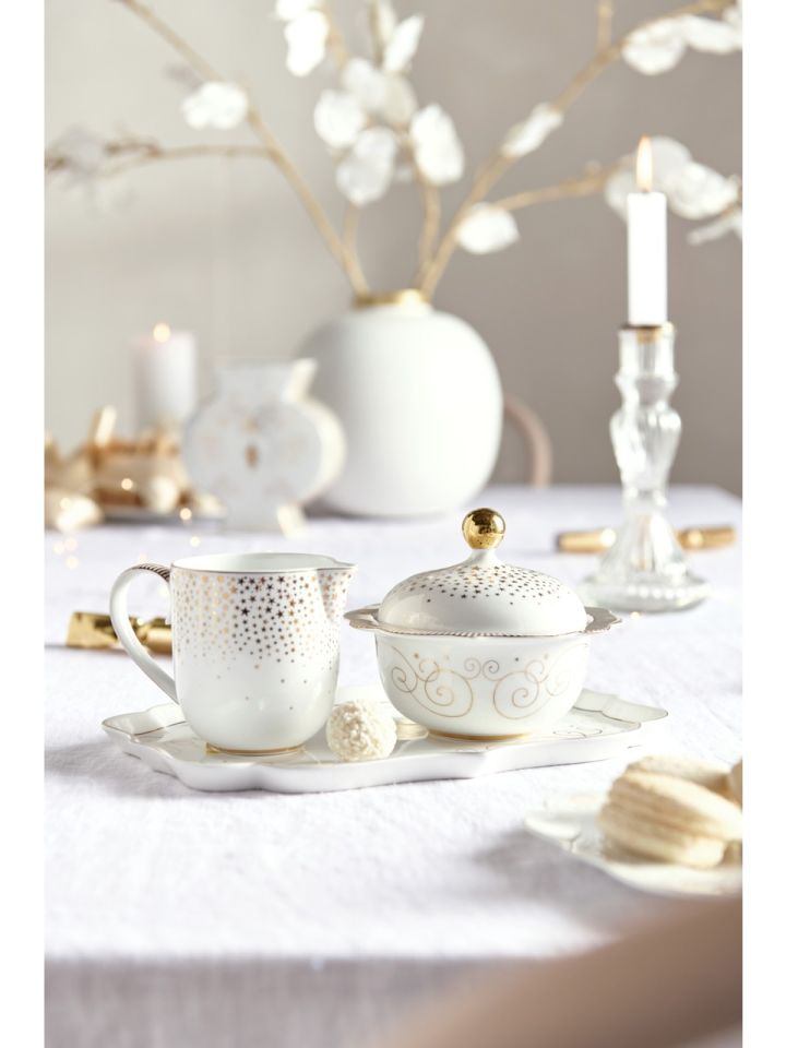Beyaz Porselen Sütlük 260 Ml Royal Gold White Collection by Pip Studio