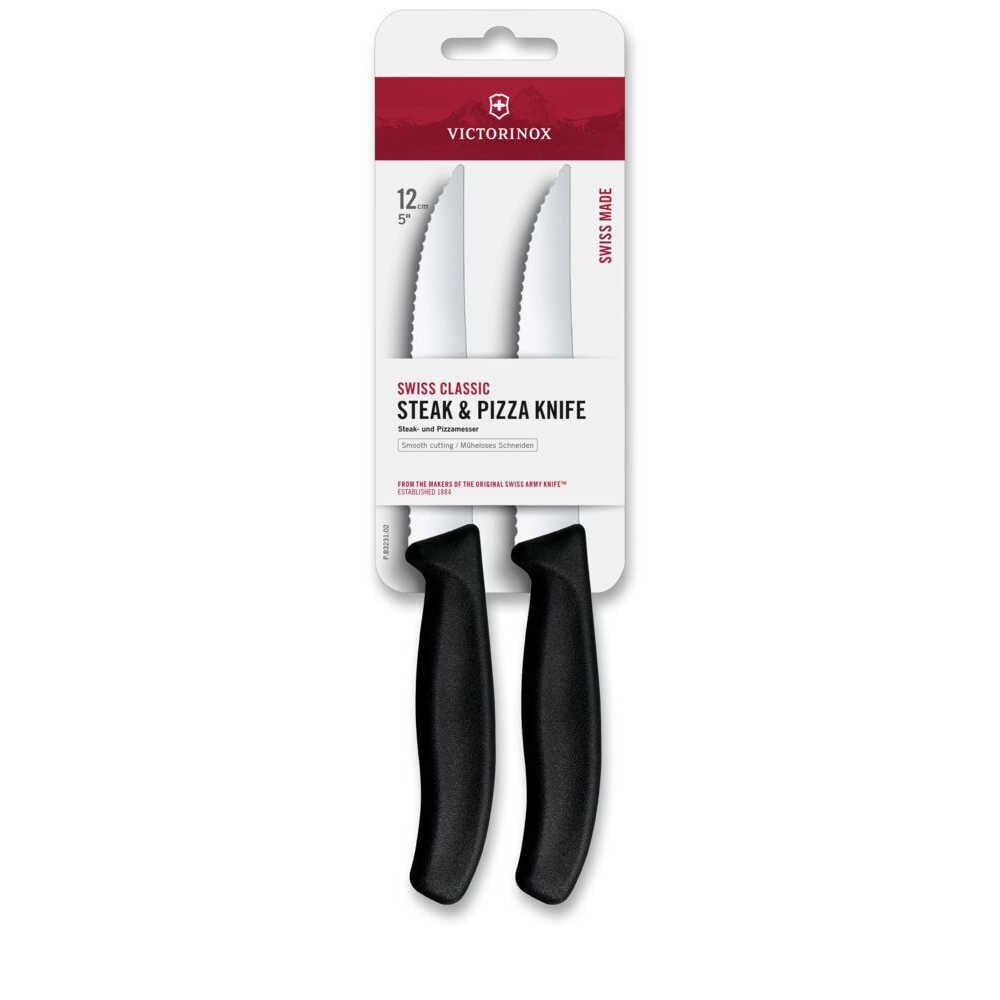 Victorinox 6.7933.2B Swiss Classic 12cm 2'li Tırtıklı Biftek Bıçağı, Siyah