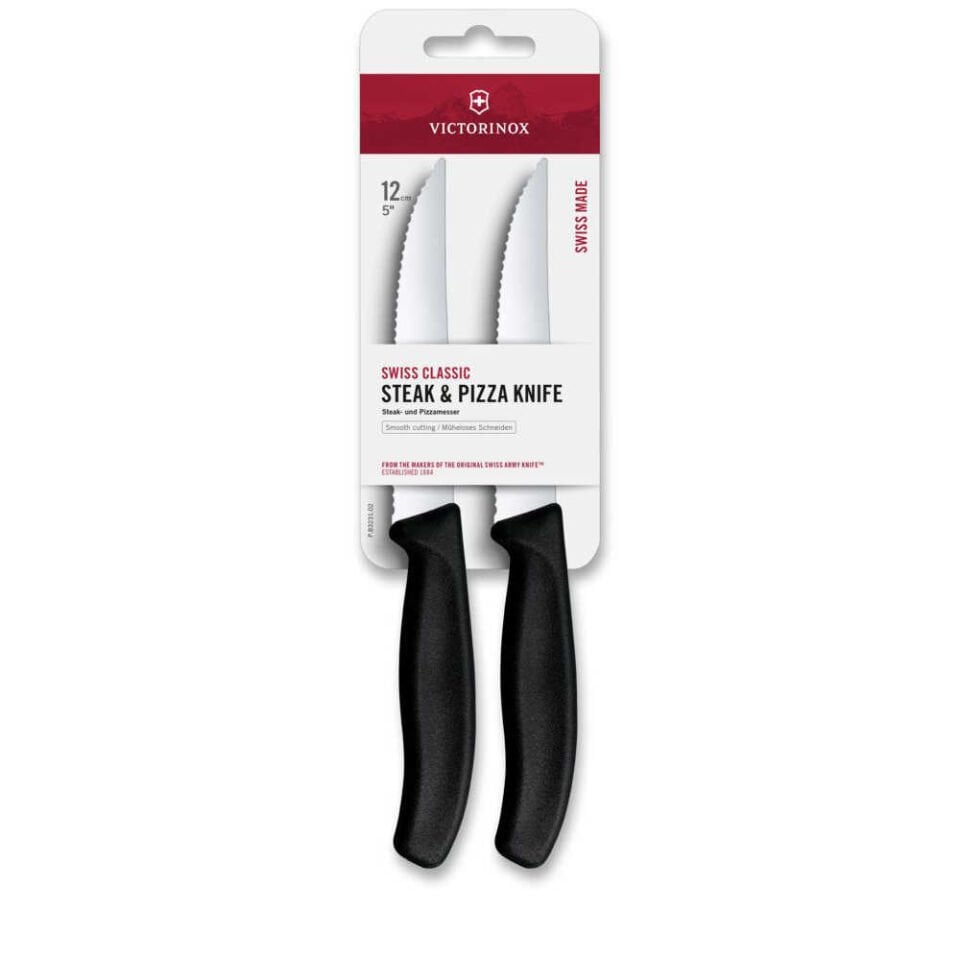 Victorinox 6.7933.2B Swiss Classic 12cm 2'li Tırtıklı Biftek Bıçağı, Siyah