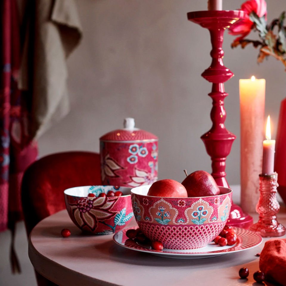 Kırmızı Porselen Küp 1500 Ml Flower Festival Collection by Pip Studio