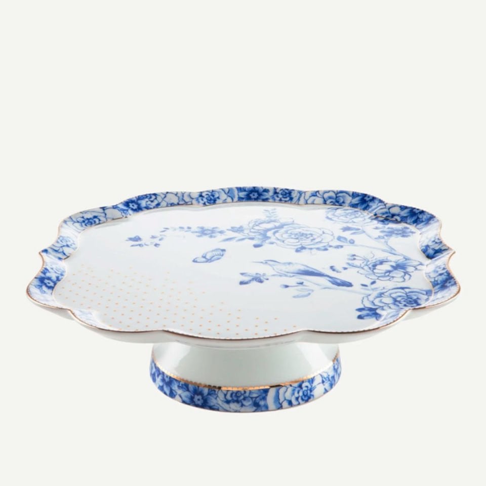 Mavi Beyaz Porselen Kek Standı 24 Cm Royal White Collection by Pip Studio