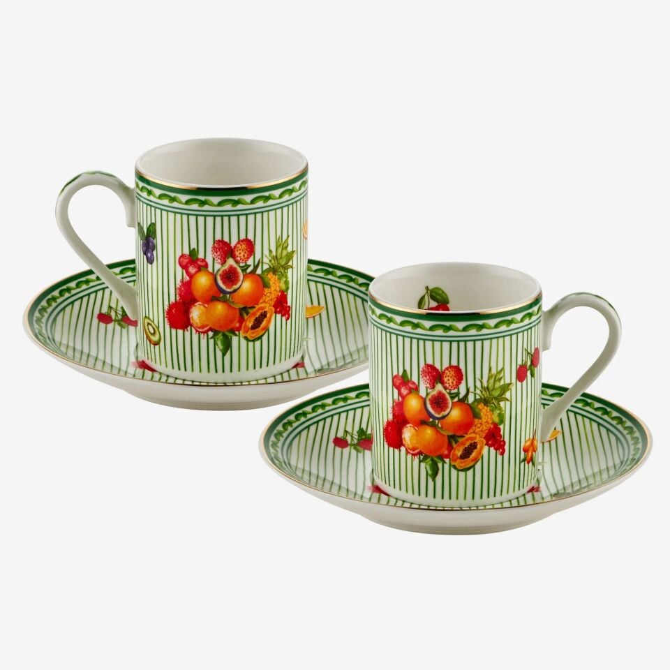 Chiara Alessi Yeşil Porselen Kahve Fincan Seti 120 Ml Cesto Di Frutta Collection