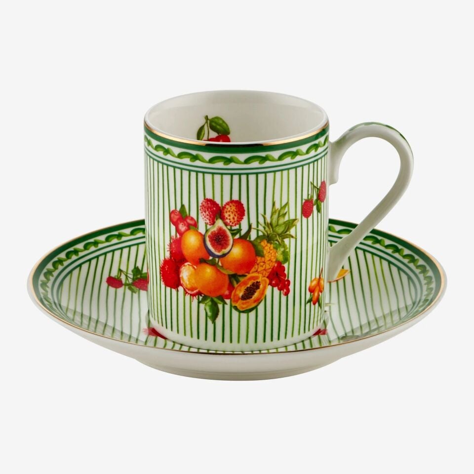 Chiara Alessi Yeşil Porselen Kahve Fincan Seti 120 Ml Cesto Di Frutta Collection