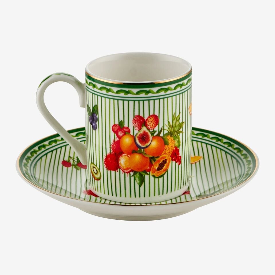 Chiara Alessi Yeşil Porselen Kahve Fincan Seti 120 Ml Cesto Di Frutta Collection