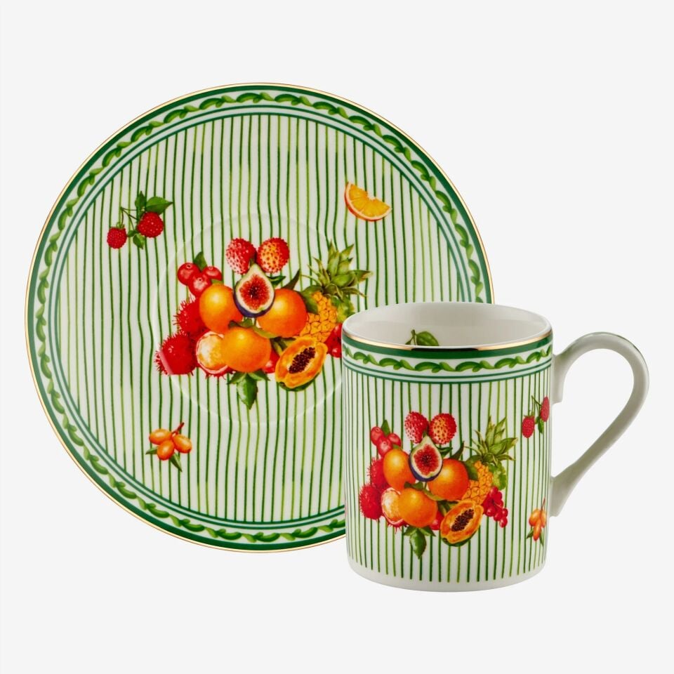 Chiara Alessi Yeşil Porselen Kahve Fincan Seti 120 Ml Cesto Di Frutta Collection