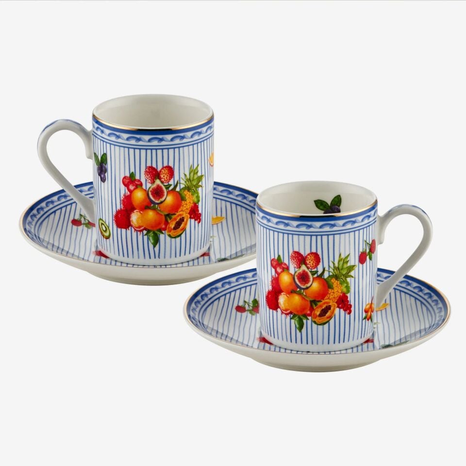 Chiara Alessi Mavi Porselen Kahve Fincan Seti 120 Ml Cesto Di Frutta Collection