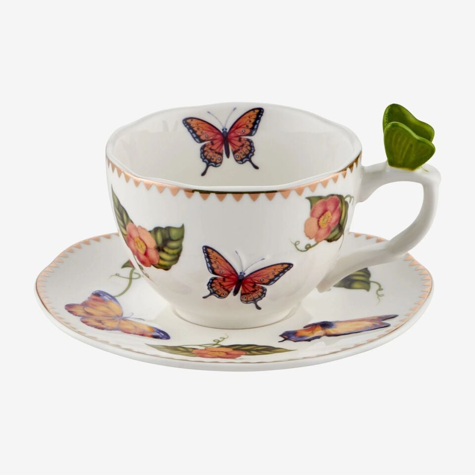 Chiara Alessi Yeşil Porselen Kahve Fincan Seti 120 Ml Butterfly Collection