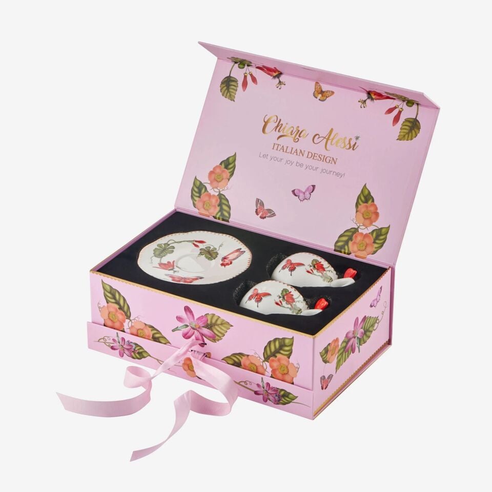Chiara Alessi Kırmızı Porselen Kahve Fincan Seti 120 Ml Butterfly Collection