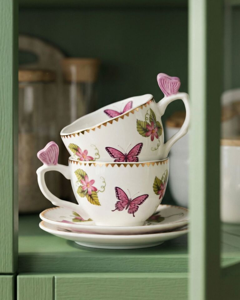 Chiara Alessi Mor Porselen Kahve Fincan Seti 120 Ml Butterfly Collection