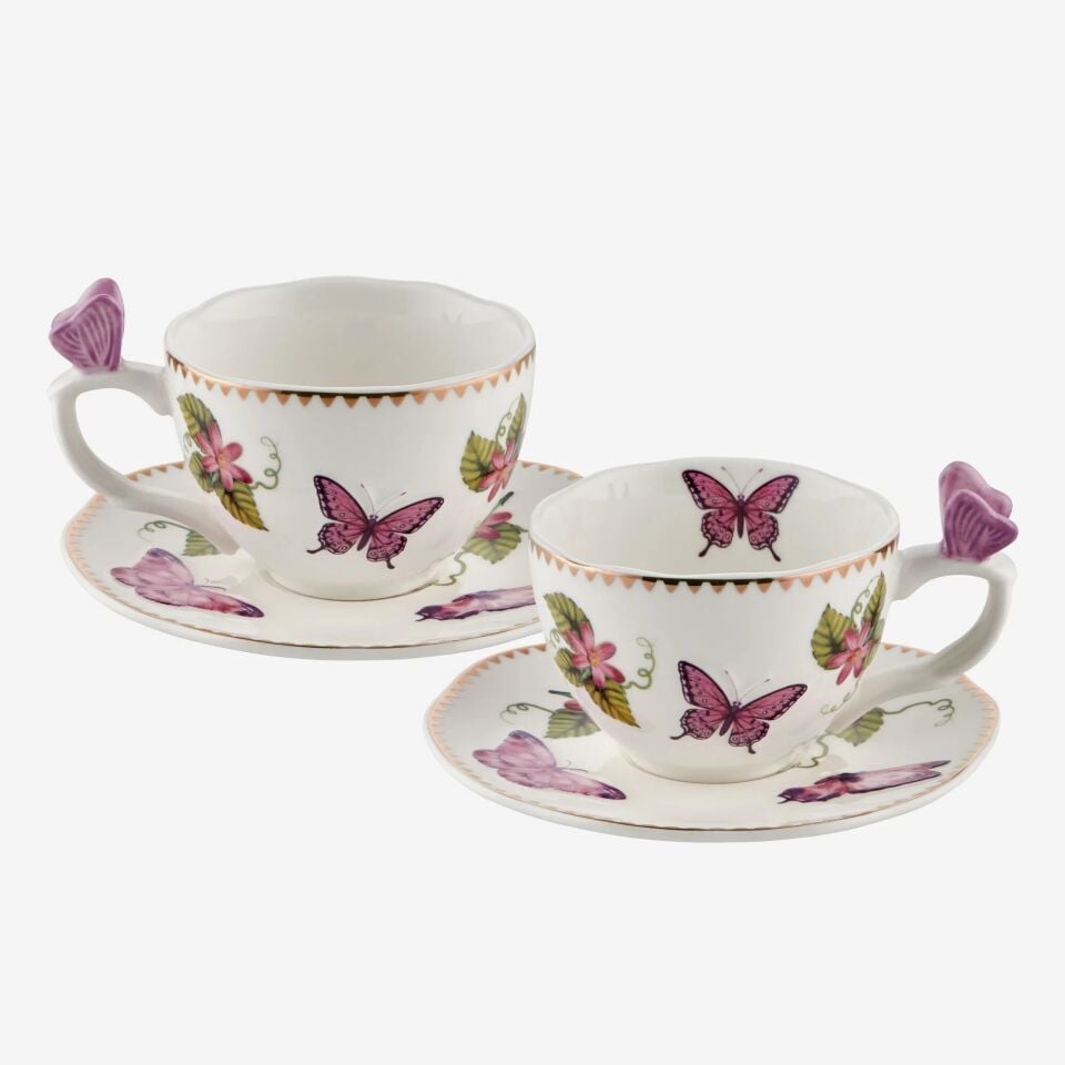 Chiara Alessi Mor Porselen Kahve Fincan Seti 120 Ml Butterfly Collection