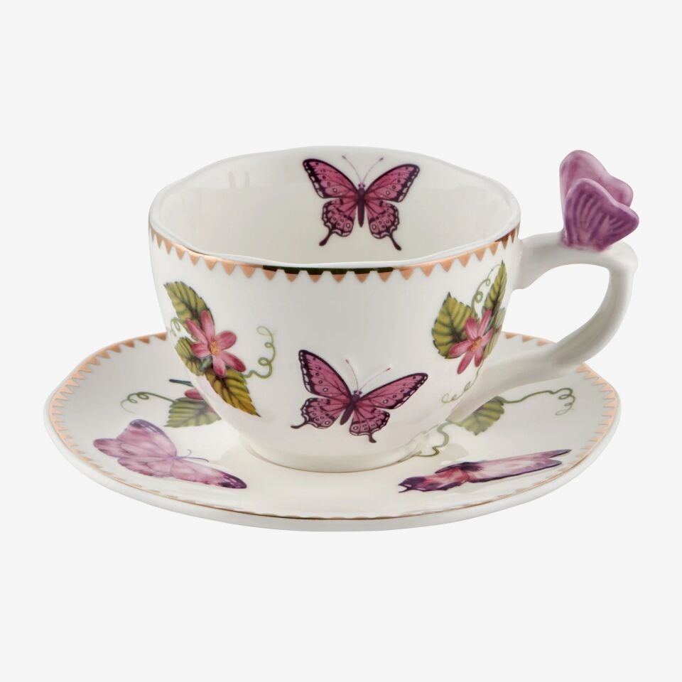 Chiara Alessi Mor Porselen Kahve Fincan Seti 120 Ml Butterfly Collection