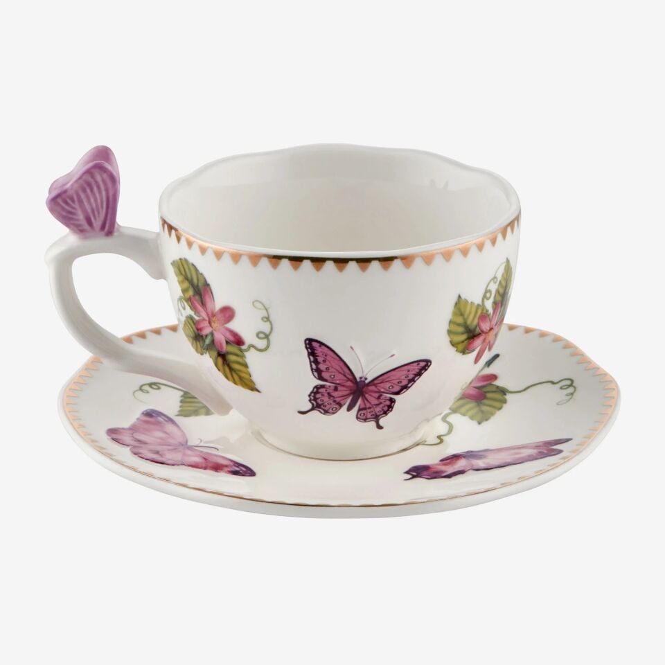 Chiara Alessi Mor Porselen Kahve Fincan Seti 120 Ml Butterfly Collection