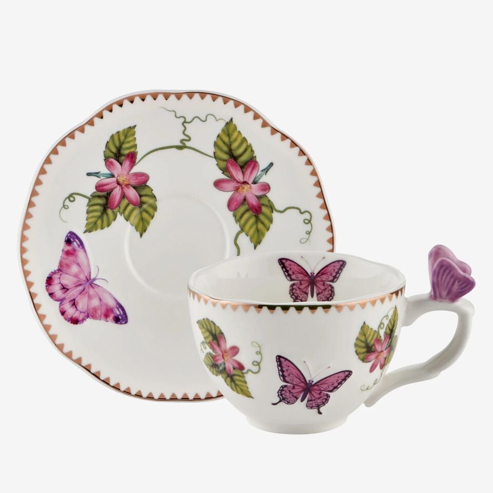 Chiara Alessi Mor Porselen Kahve Fincan Seti 120 Ml Butterfly Collection