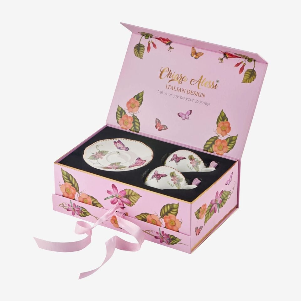 Chiara Alessi Mor Porselen Kahve Fincan Seti 120 Ml Butterfly Collection