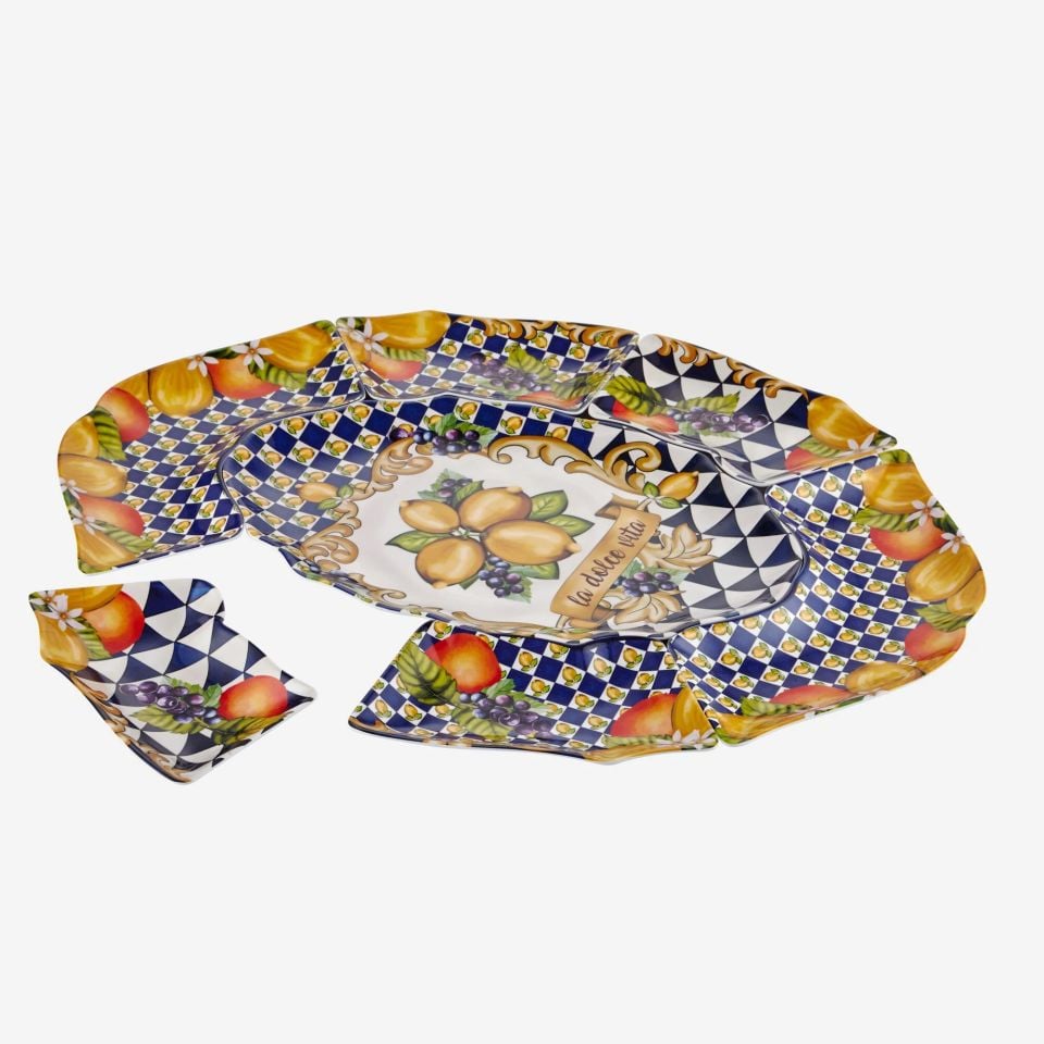 Mavi Melamin Meze Tabağı 7 Parça Capri Collection by Chiara Alessi