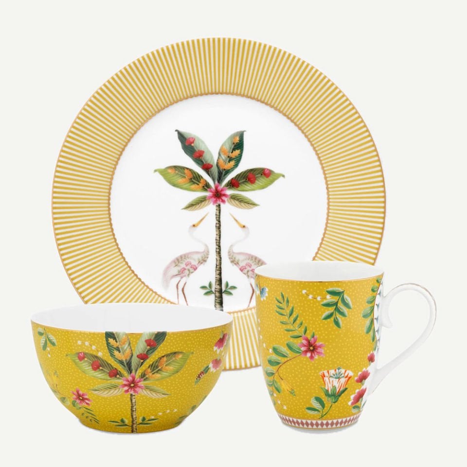 Sarı Porselen Kahvaltı Seti 3 Parça La Majorelle Collection by Pip Studio