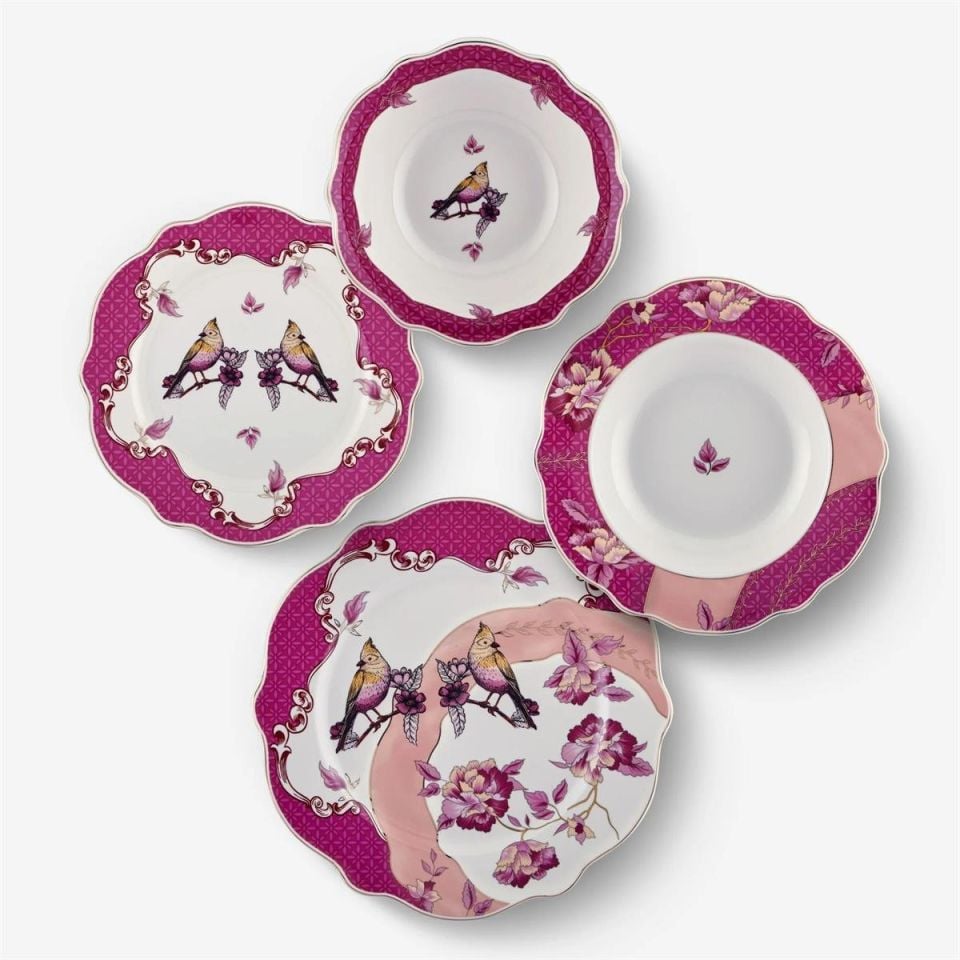 Pembe Porselen Yemek Takımı 24 Parça Allure Collection by Chiara Alessi