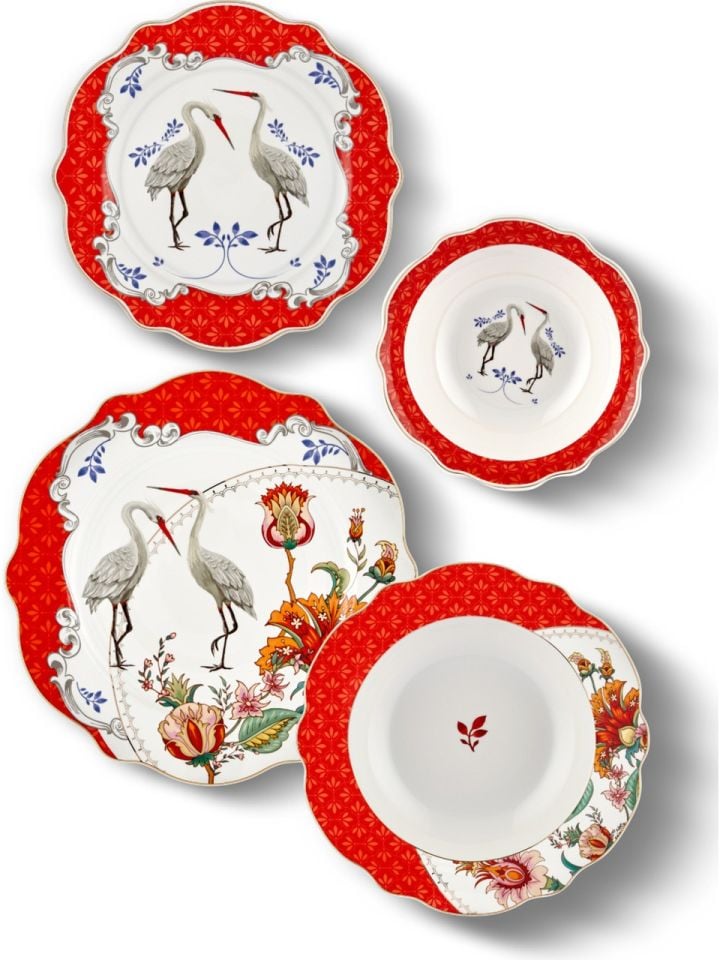 Kırmızı Porselen Yemek Takımı 24 Parça Allure Collection by Chiara Alessi