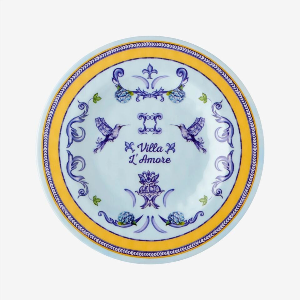 Chiara Alessi Mavi Melamin Kahvaltı Tabağı 21,5 Cm Amore Collection