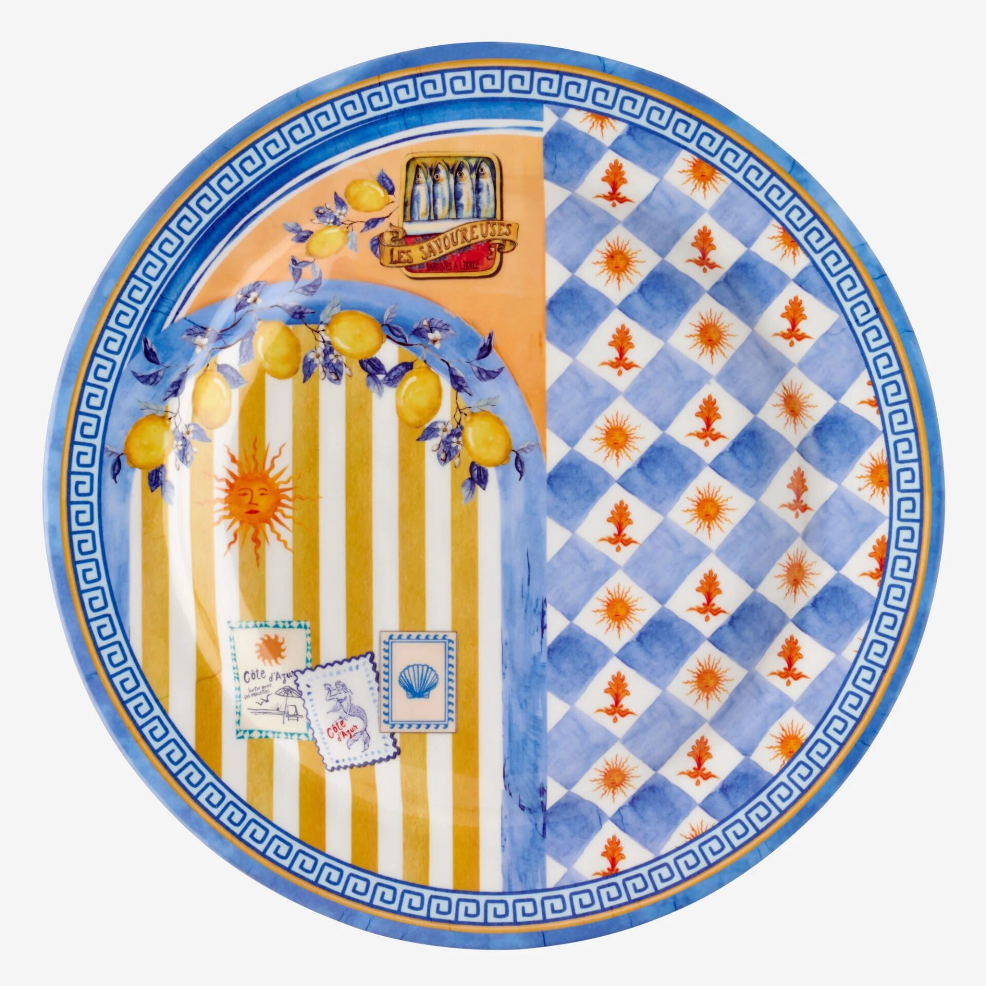 Chiara Alessi Mavi Melamin Yemek Tabağı 28 Cm Cote D Azur Collection