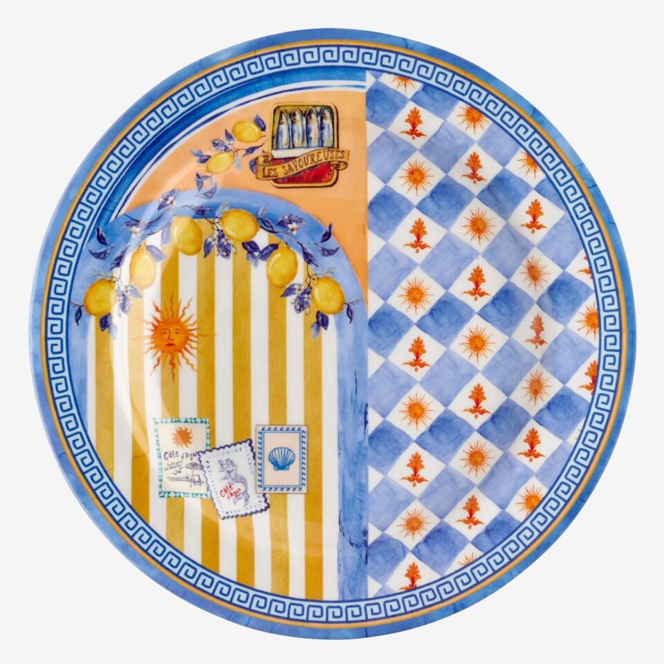 Chiara Alessi Mavi Melamin Yemek Tabağı 28 Cm Cote D Azur Collection