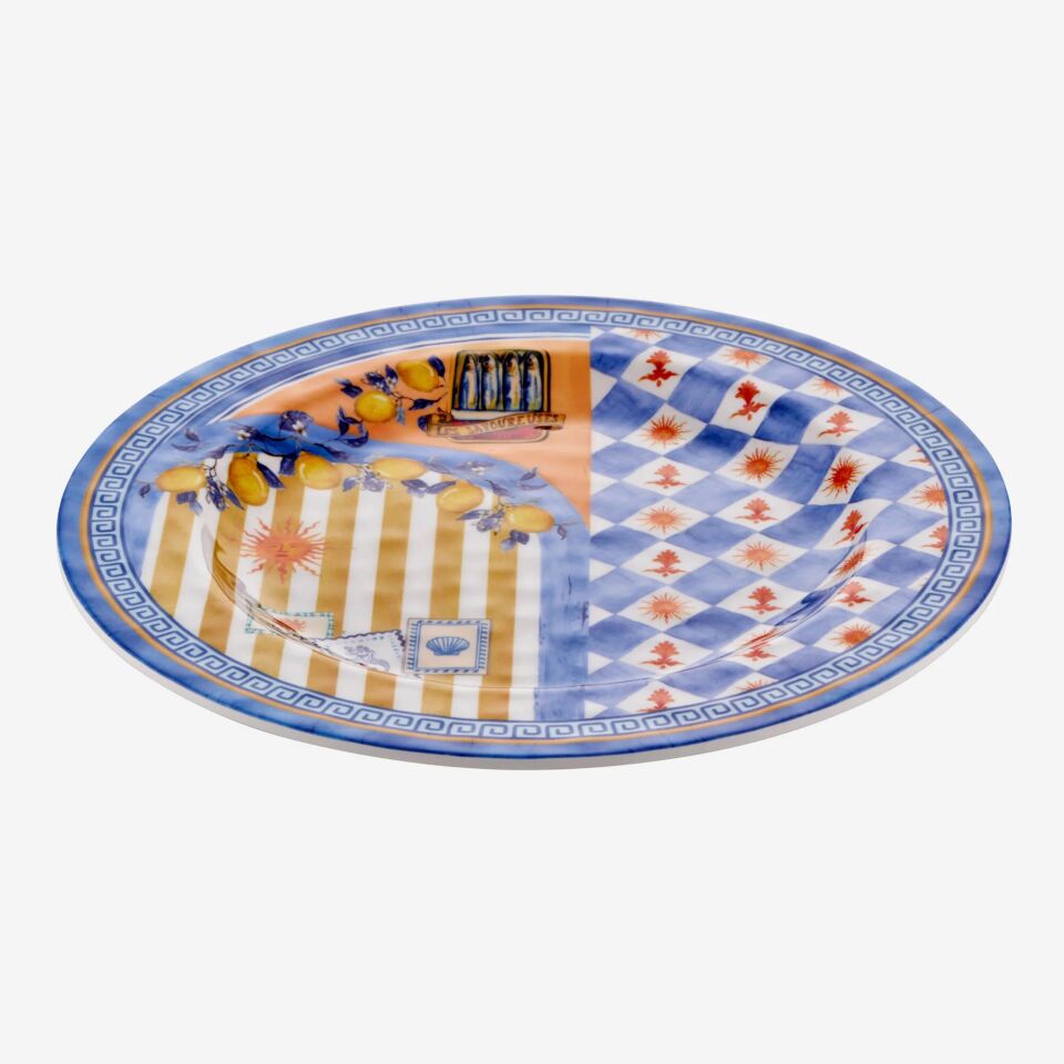 Chiara Alessi Mavi Melamin Yemek Tabağı 28 Cm Cote D Azur Collection