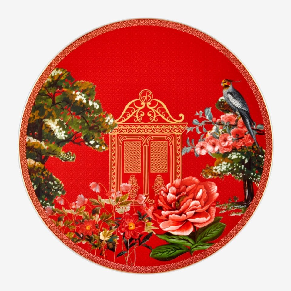 Kırmızı Porselen Kek Standı 26 Cm Magic Garden Collection by Chiara Alessi