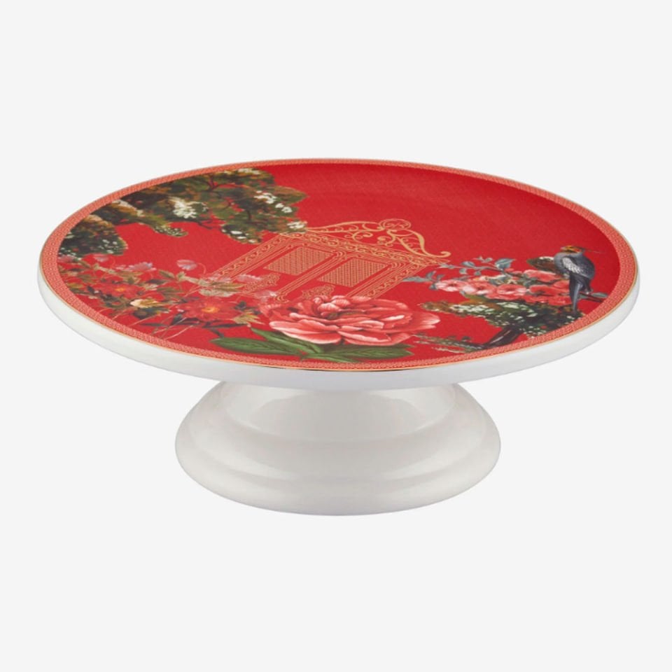 Kırmızı Porselen Kek Standı 26 Cm Magic Garden Collection by Chiara Alessi