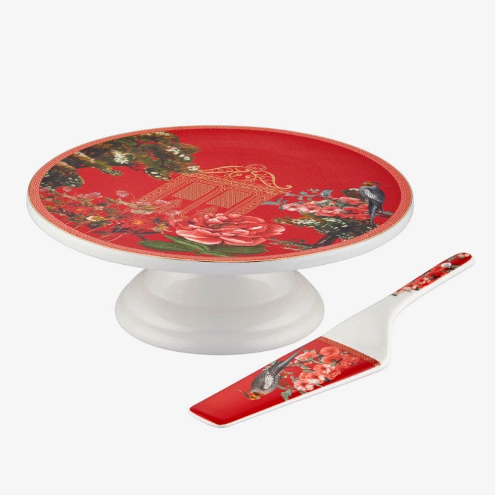 Kırmızı Porselen Kek Standı 26 Cm Magic Garden Collection by Chiara Alessi