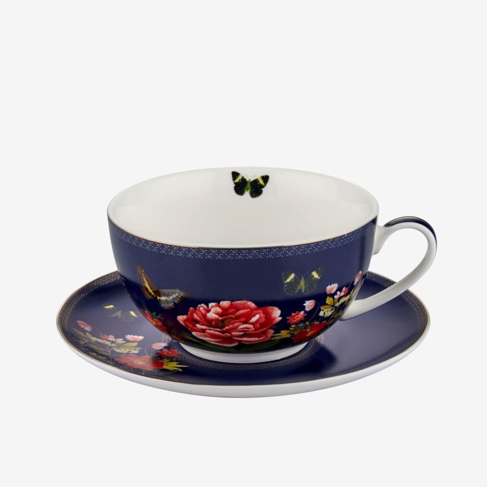 Lacivert Porselen Tek Kişilik Çay Seti 350 Ml Magic Garden Collection by Chiara Alessi