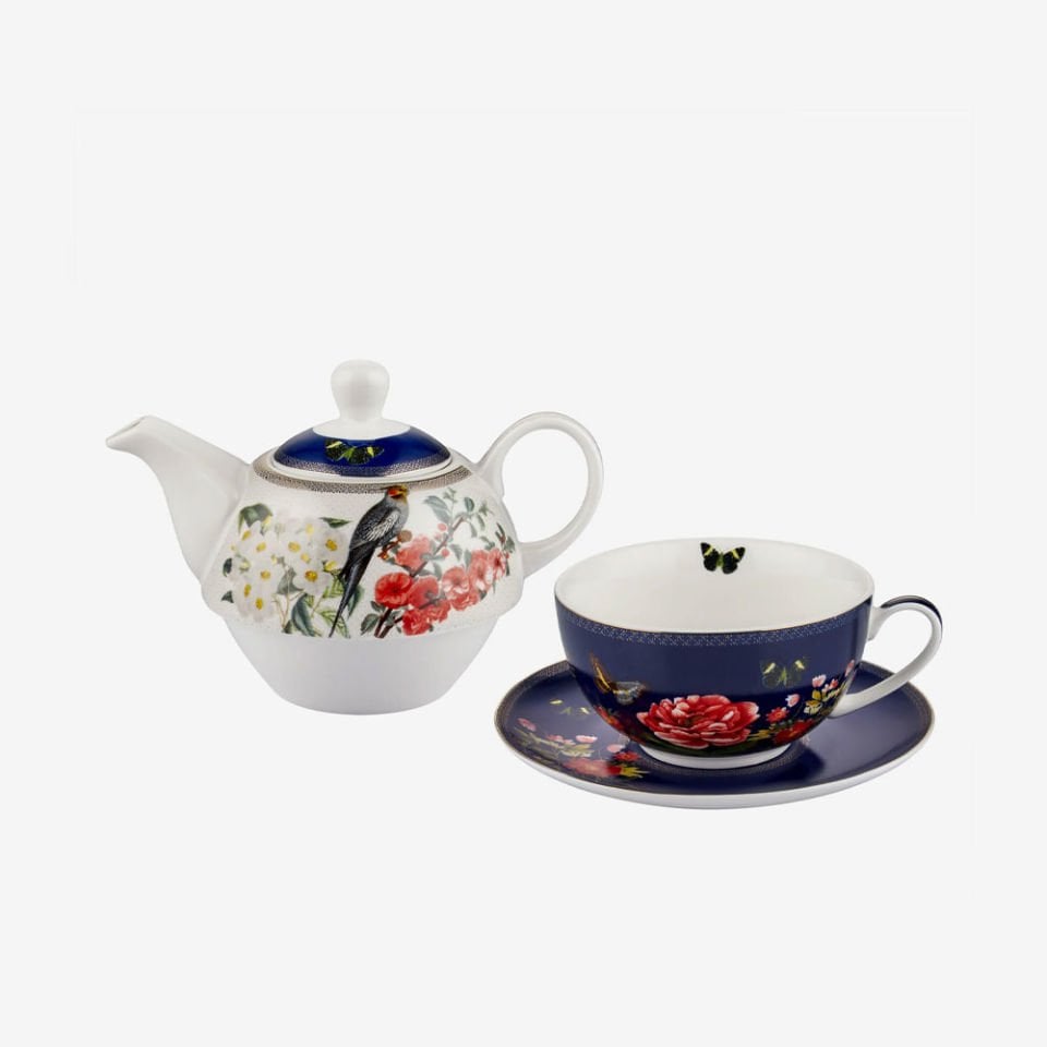 Lacivert Porselen Tek Kişilik Çay Seti 350 Ml Magic Garden Collection by Chiara Alessi