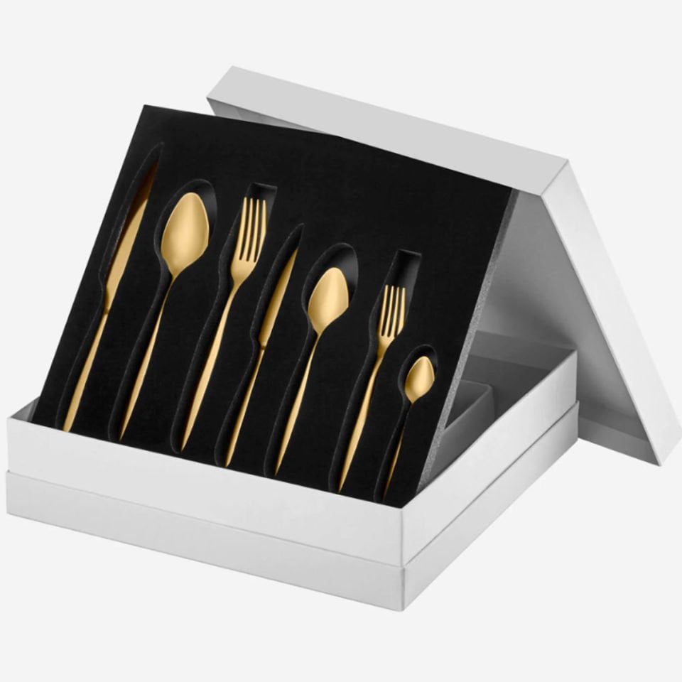 Altın 18-10 Paslanmaz Çelik Çatal Bıçak Takımı 42 Parça Duna Collection by Chiara Alessi