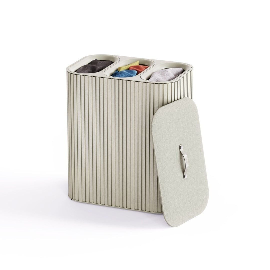 Joseph Joseph Tota 90 L Trio Luxe 3 Bölmeli Çamaşır Ayırma Sepeti - Ekru