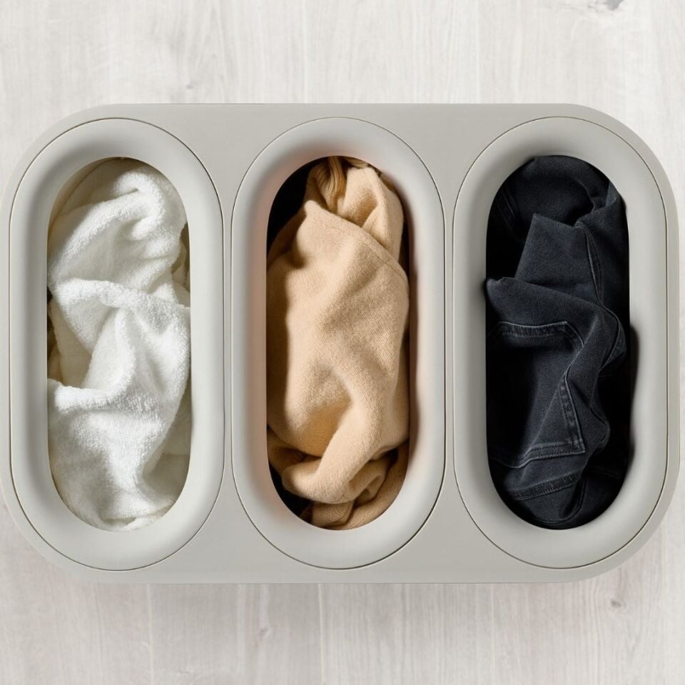 Joseph Joseph Tota 90 L Trio Luxe 3 Bölmeli Çamaşır Ayırma Sepeti - Ekru